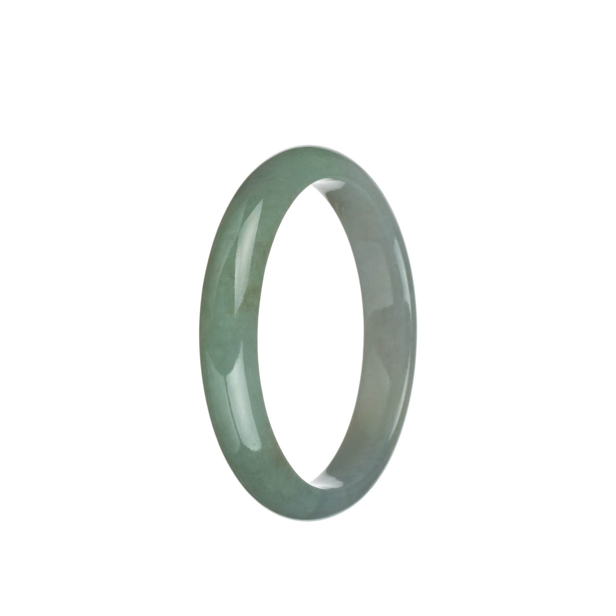Certified Type A Green with Pale Green Burmese Jade Bangle - 57mm Half Moon