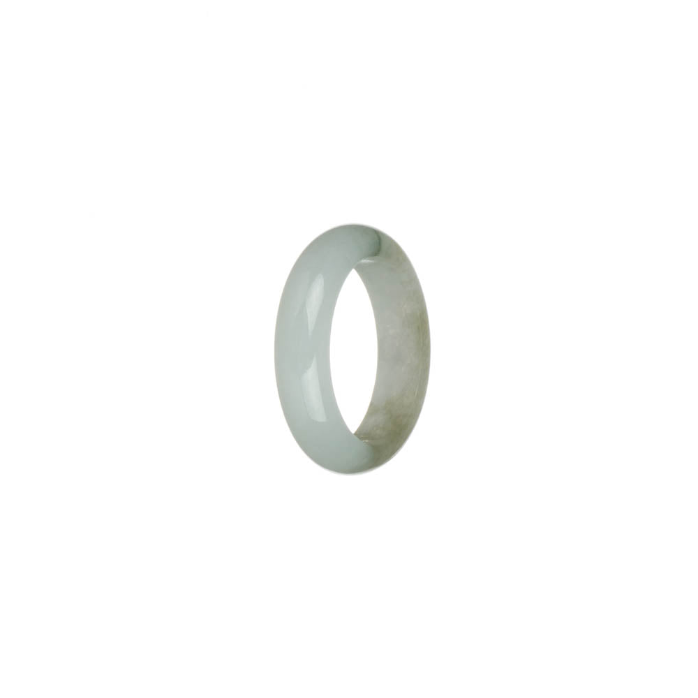 Authentic White and Green Pattern Jade Ring- US 7