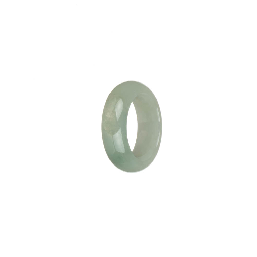 Genuine Light Green and White Jade Ring - US 5.75