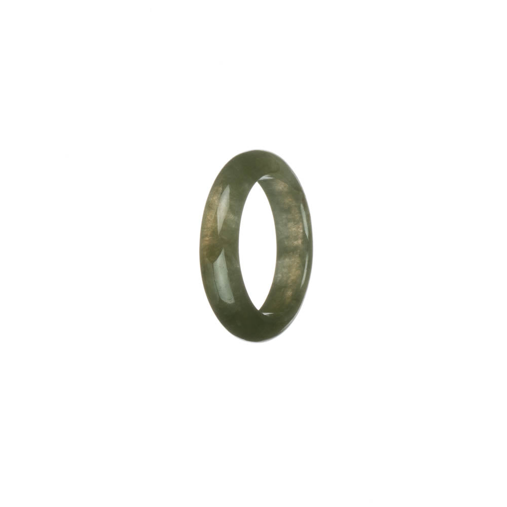 Authentic Olive Green Burmese Jade Band - US 8