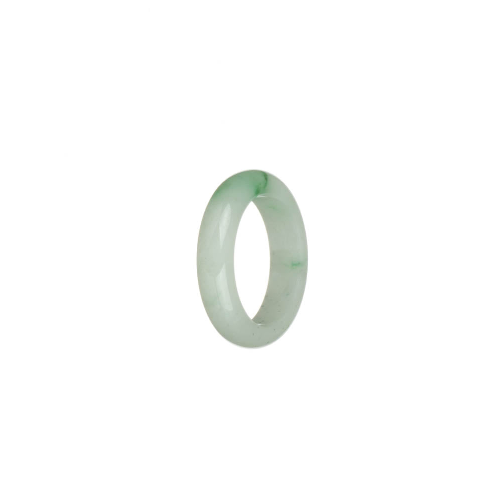 Real White with Apple Green Patch Jadeite Jade Ring - US 6.75