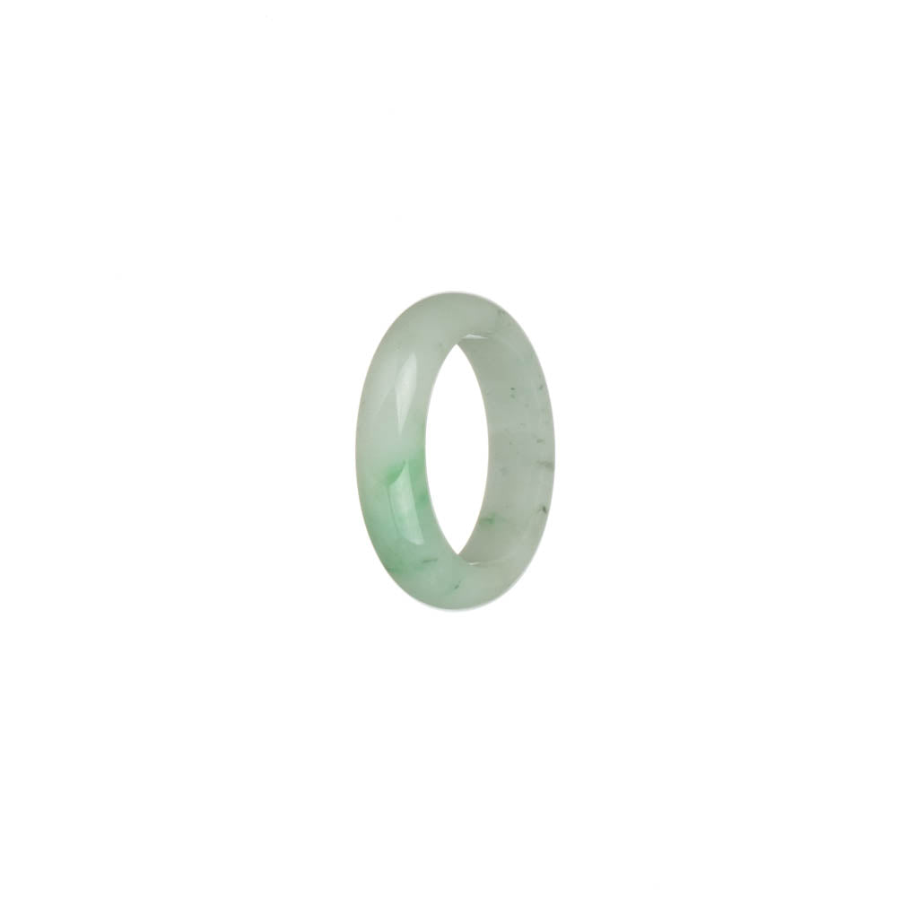 Real White with Apple Green Patch Jadeite Jade Ring - US 6.75