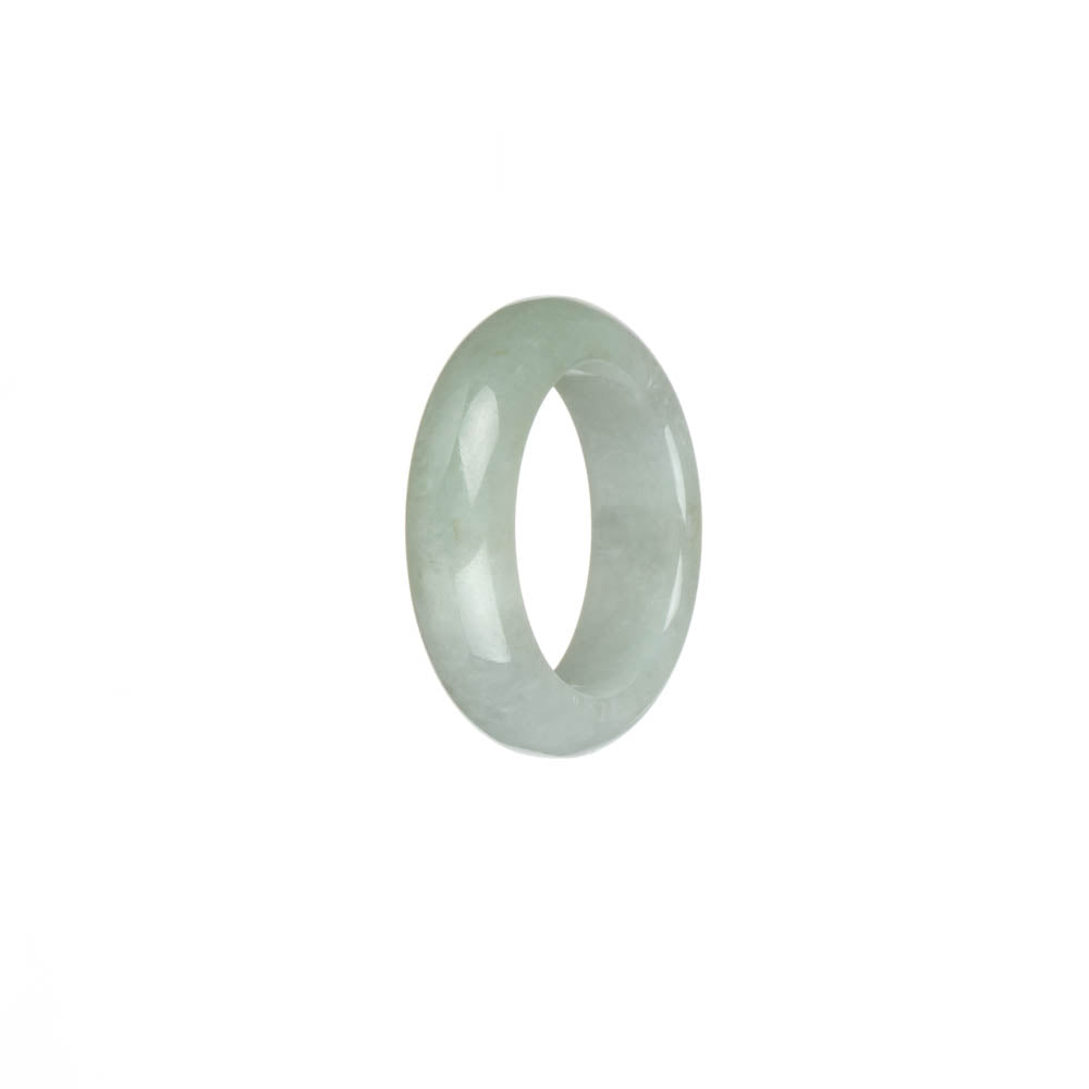 Authentic White with Pale Green Jadeite Jade Band - US 9.5