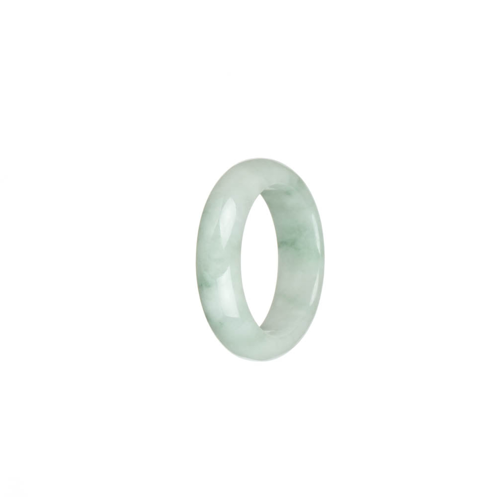 Genuine White with Green Patterns Burmese Jade Ring- US 9.5