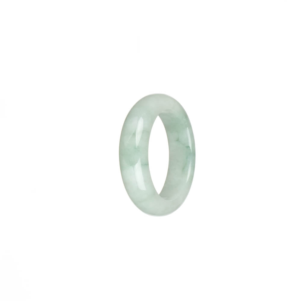 Genuine White with Green Patterns Burmese Jade Ring- US 9.5