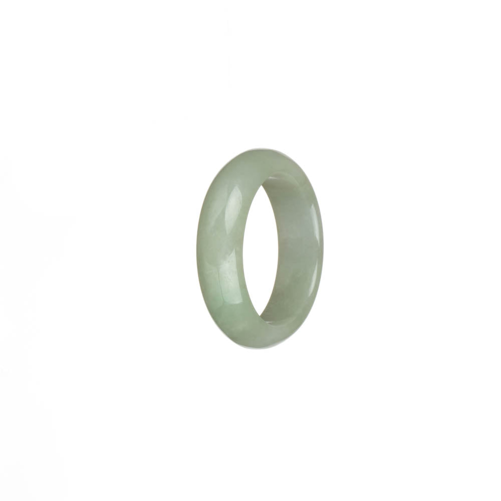 Real Pale Green and White Jade Ring - US 9.75