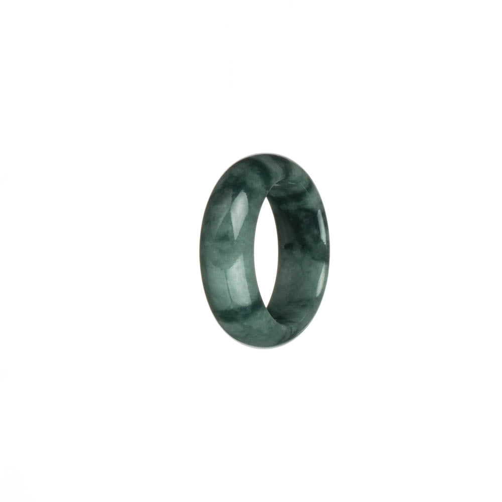 Certified Grey with Deep Green Patterns Jadeite Jade Ring- US 8