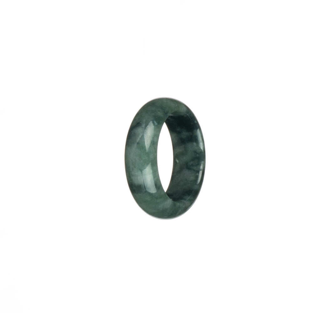 Certified Grey with Deep Green Patterns Jadeite Jade Ring- US 8