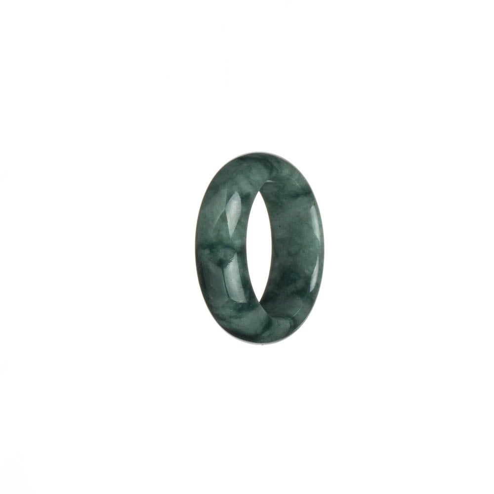 Certified Grey with Deep Green Patterns Jadeite Jade Ring- US 8