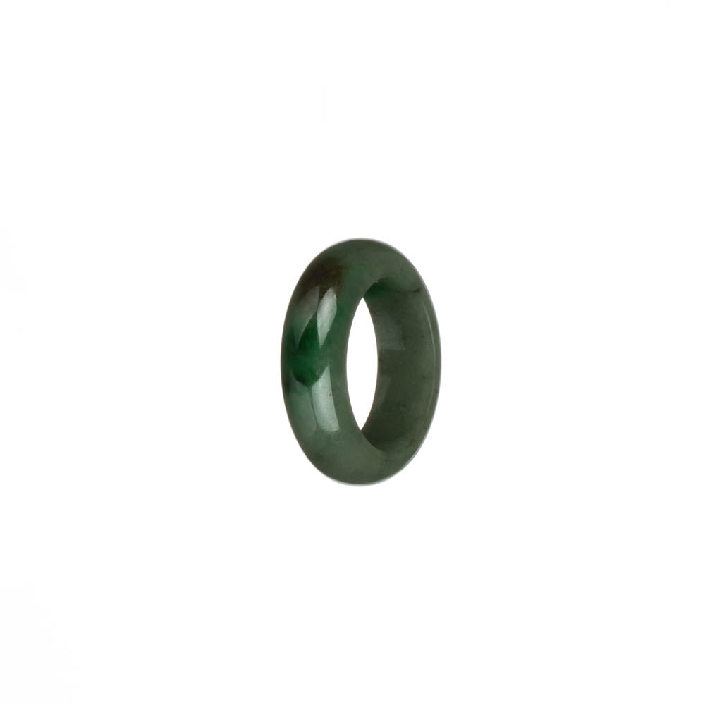 Real Green with Apple Green and Brown Patches Burma Jade Band - US 5.5