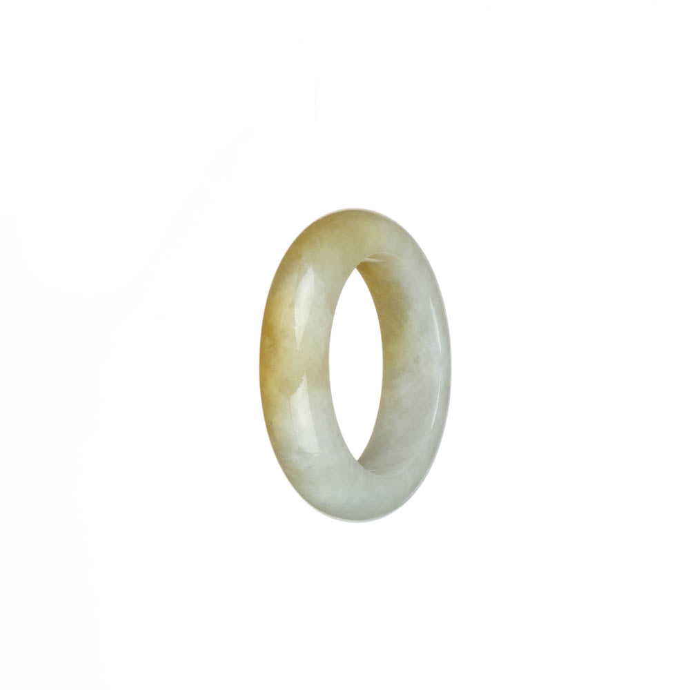 Authentic Yellow and White Burmese Jade Band - US 11