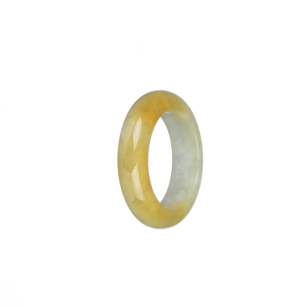 Authentic Yellow and White Burmese Jade Band - US 11