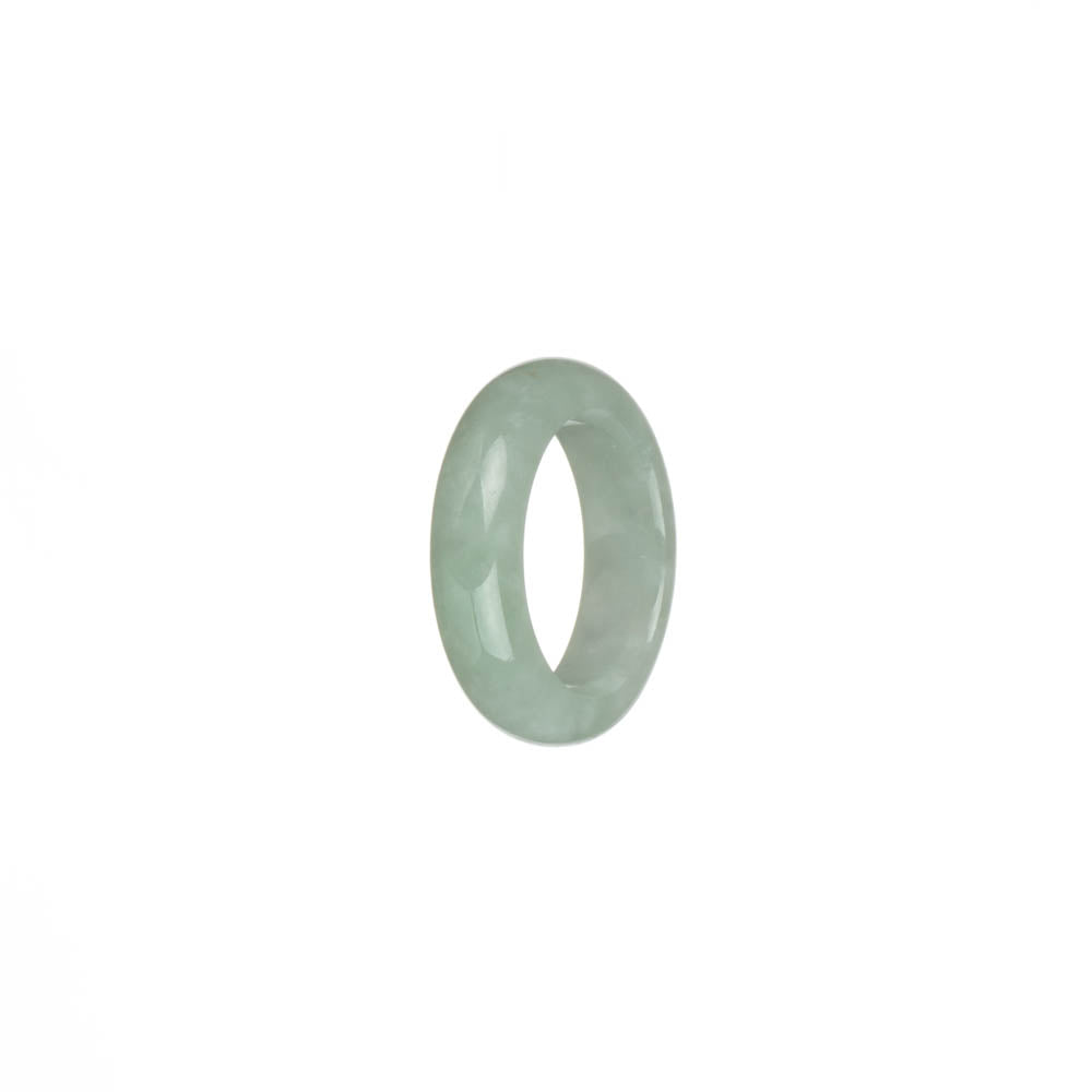 Real Pale Green and White Burma Jade Ring - US 6