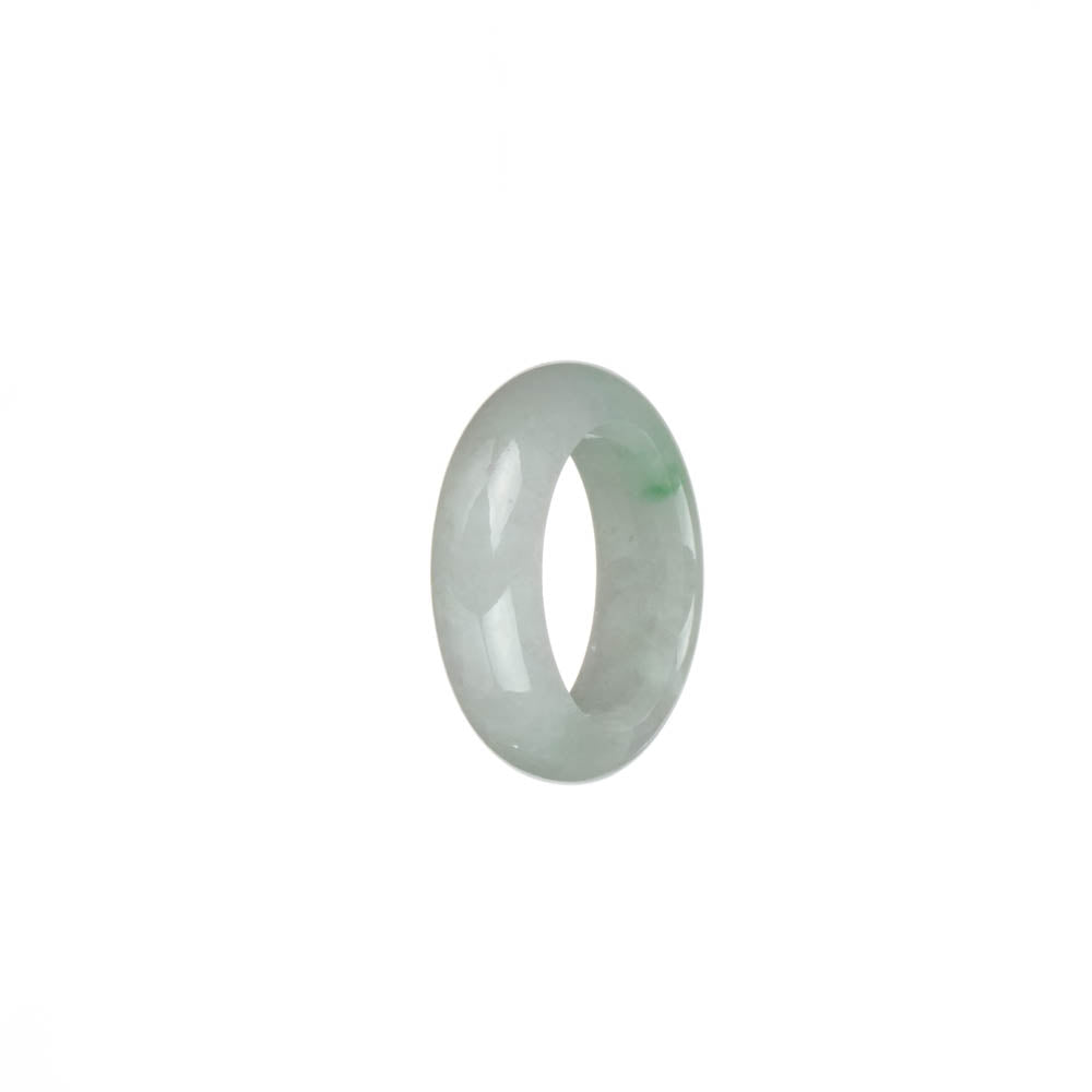 Genuine White with Light Green Patch Jadeite Jade Band - US 7