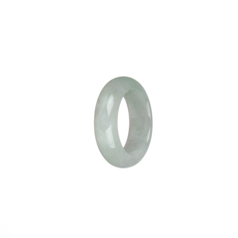 Genuine White with Light Green Patch Jadeite Jade Band - US 7