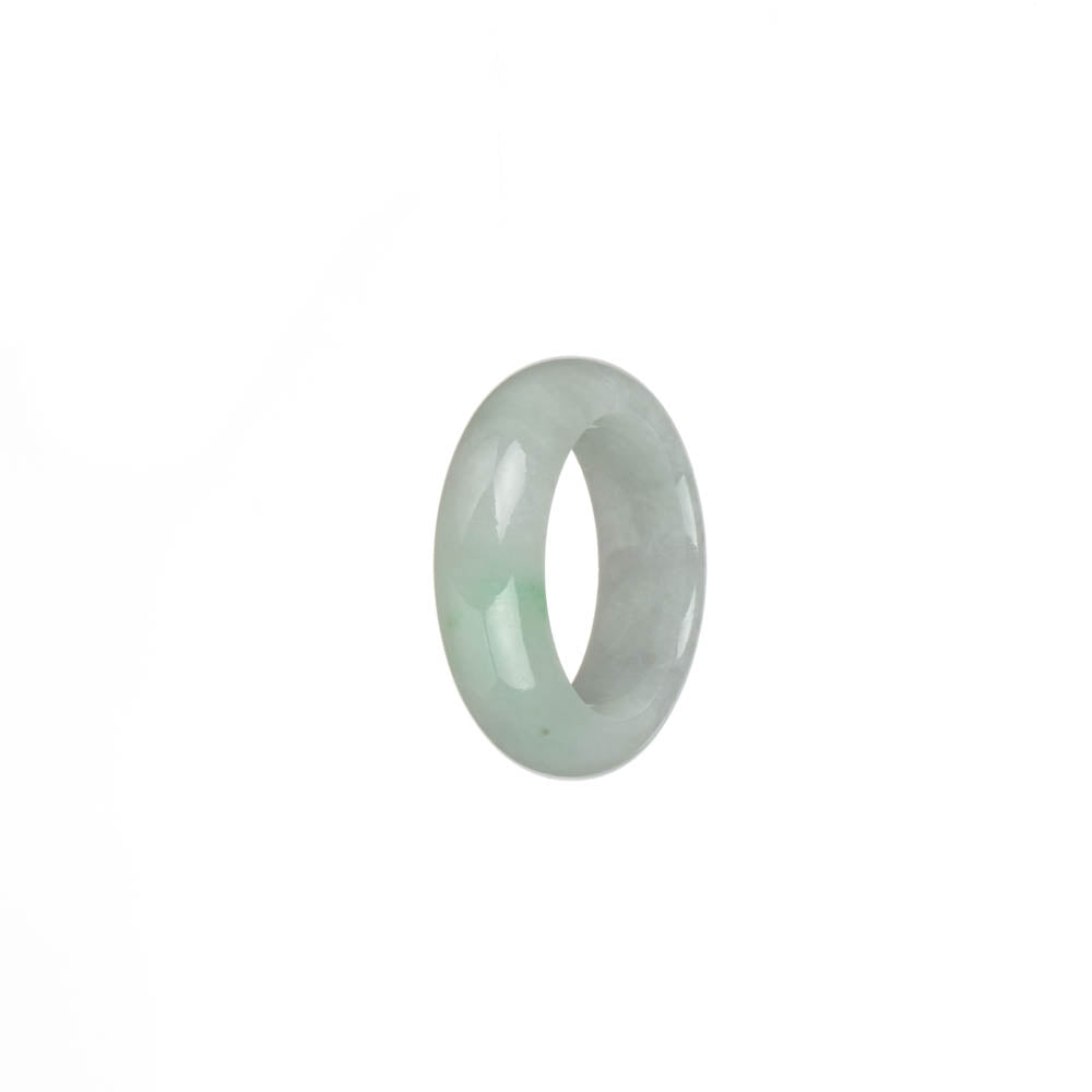 Genuine White with Light Green Patch Jadeite Jade Band - US 7