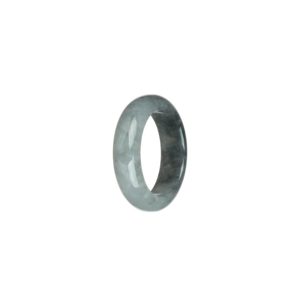 Real Grey with Black Burmese Jade Ring - US 9.5