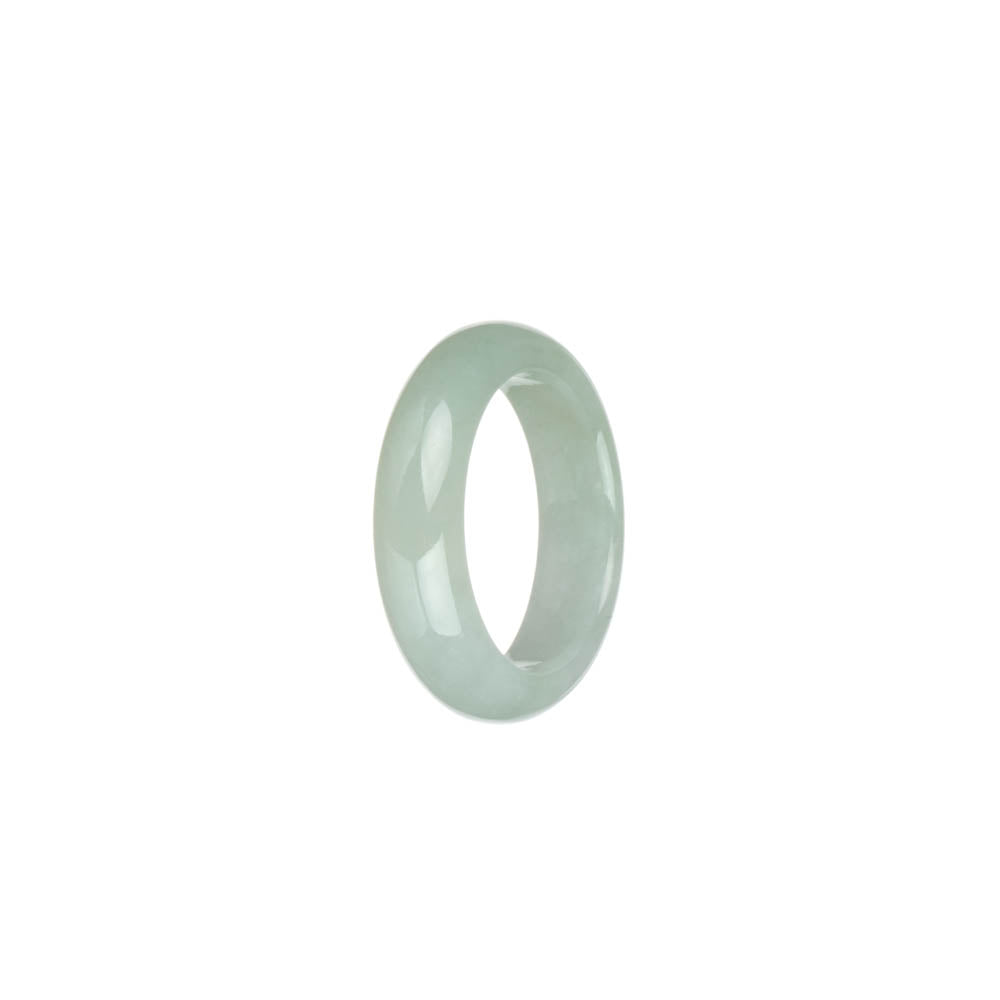 Real Pale Green and White Jadeite Jade Band - US 9.5