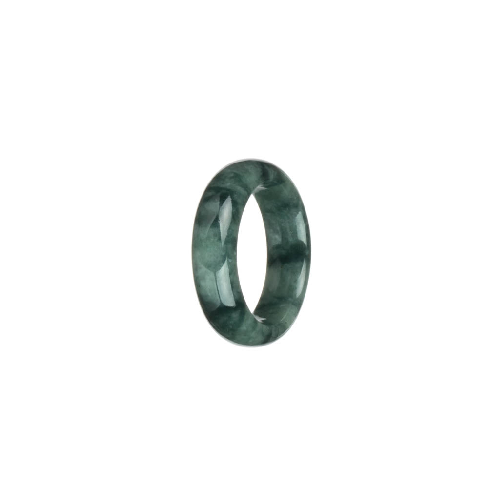 Certified Green with Dark Green Patterns Burma Jade Ring - US 8.5