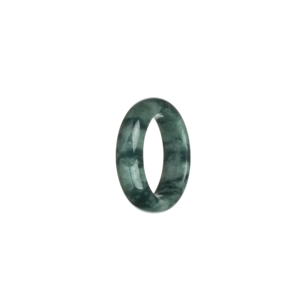 Certified Green with Dark Green Patterns Burma Jade Ring - US 8.5