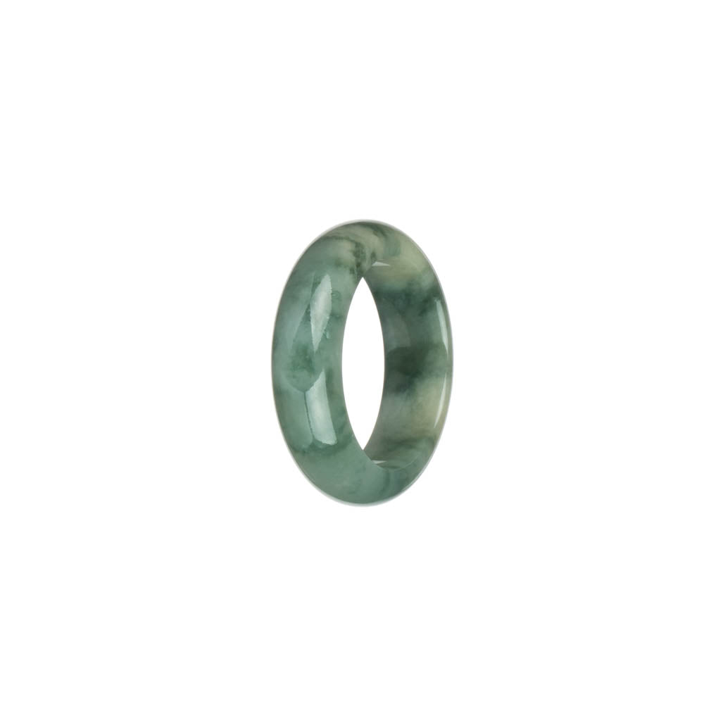 Certified White with Green Patterns Jadeite Jade Ring- US 9.75