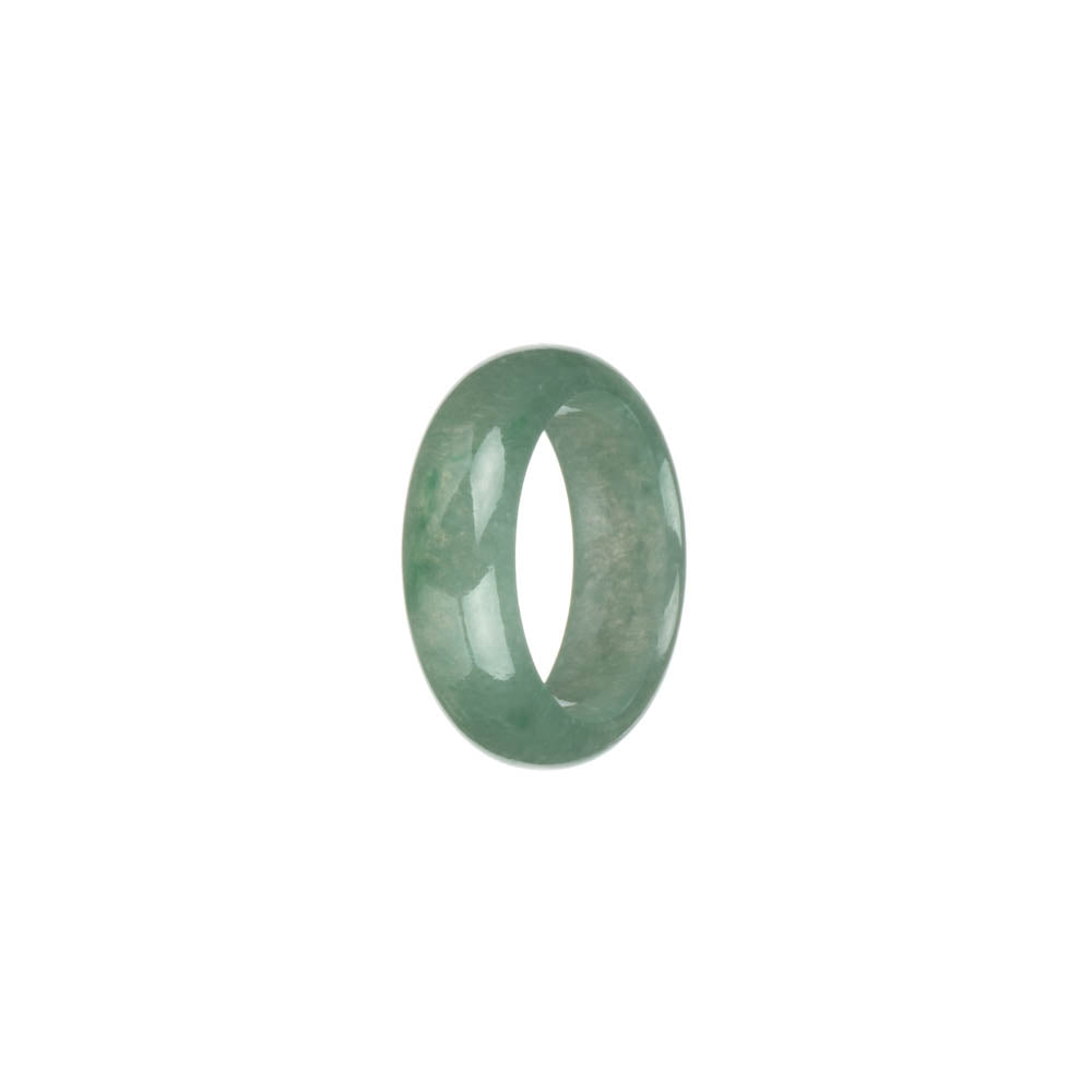 Genuine Light Green with Apple Green Patterns Jadeite Jade Band - US 8.5