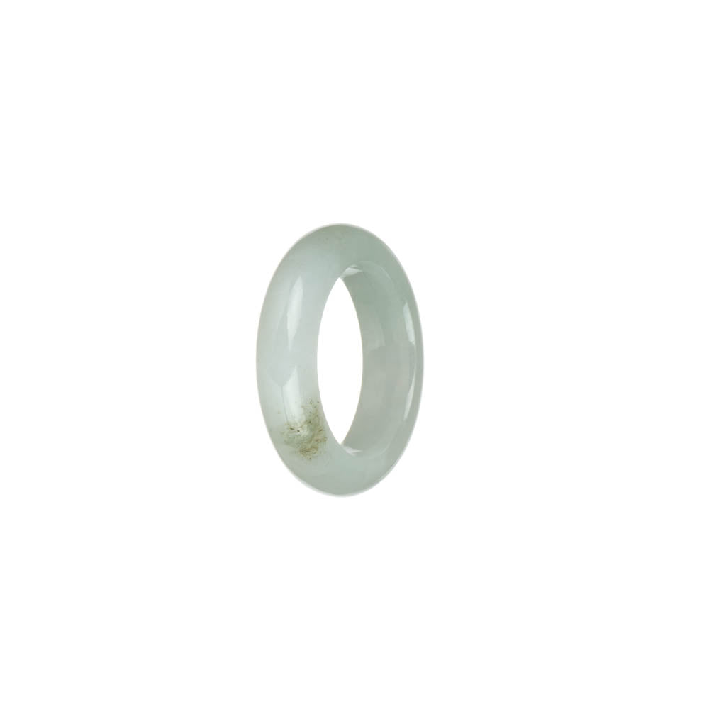 Certified White with Pale Green Burmese Jade Ring- US 7