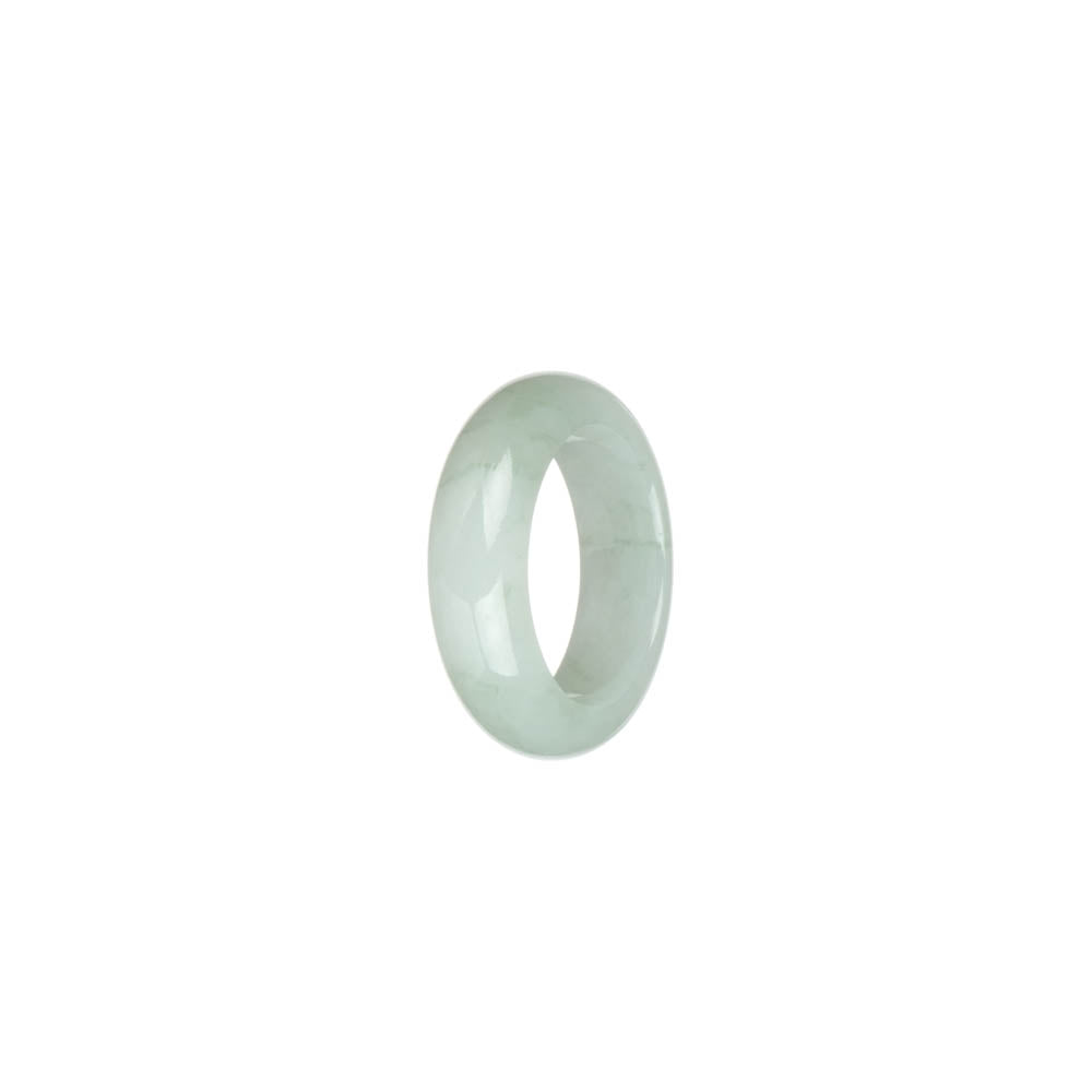 Real White with Light Green Patterns Burmese Jade Ring - US 6