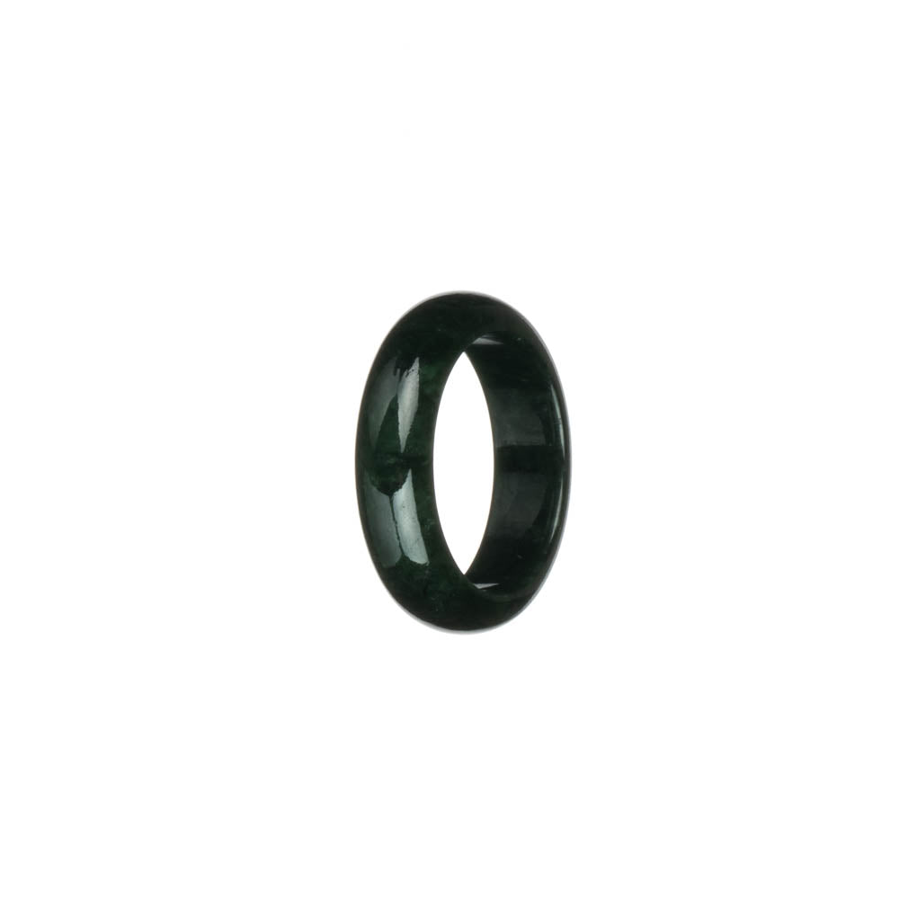 Certified Black with Deep Green Burma Jade Ring- US 9