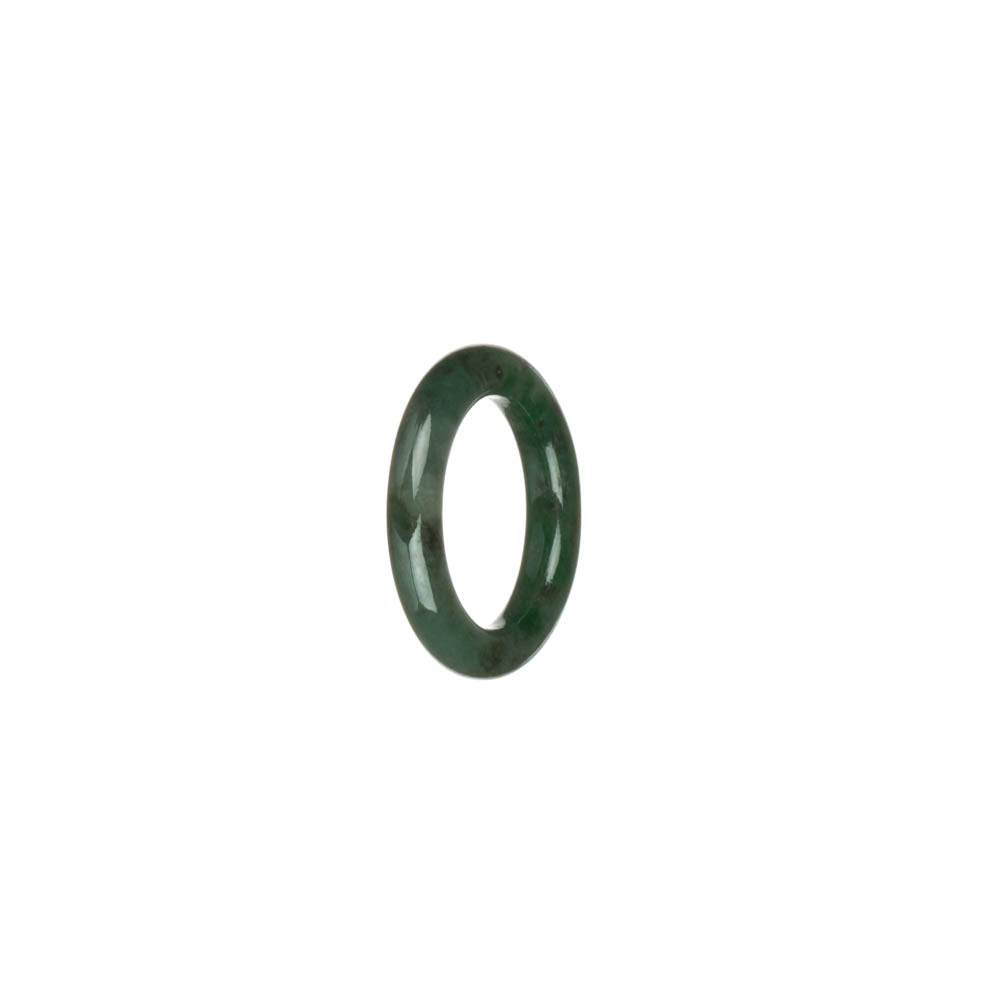 Certified Green with Apple Green Patterns Burmese Jade Ring - US 4.5