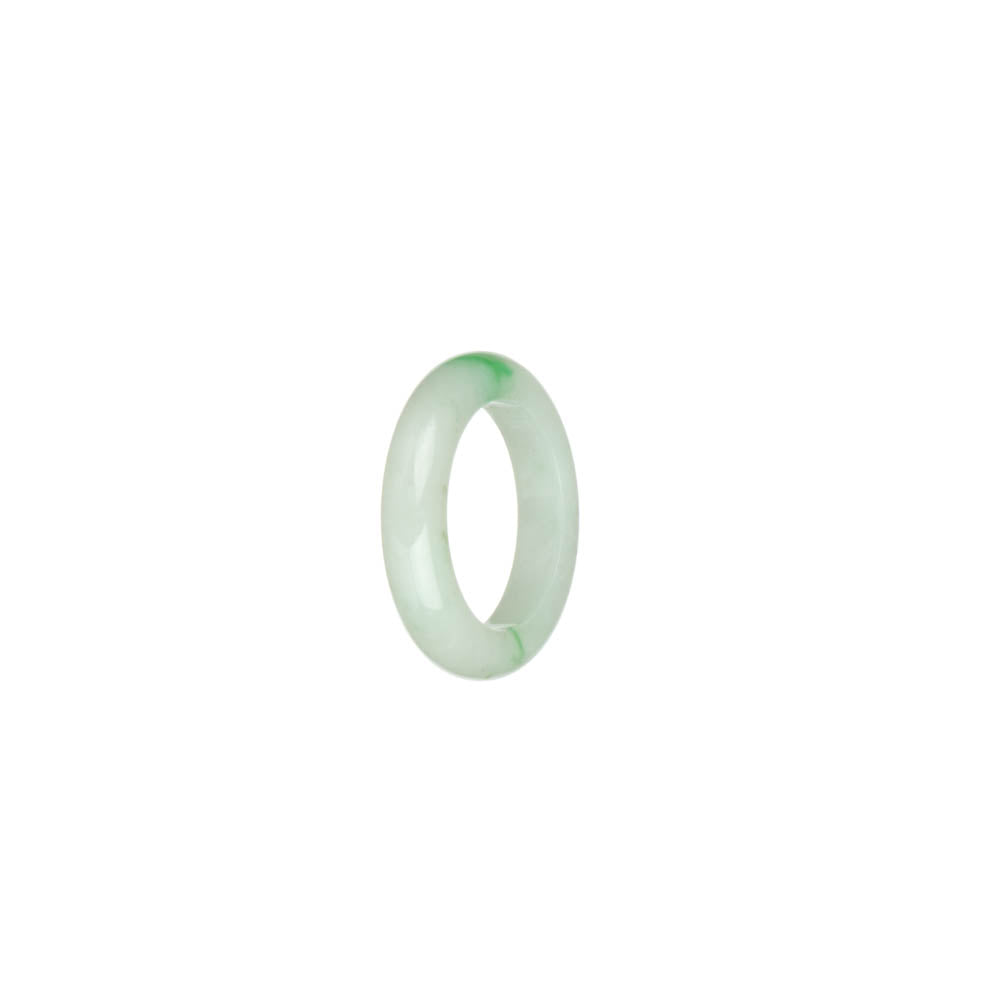 Certified White with Apple Green Patterns Jade Band - US 4.5