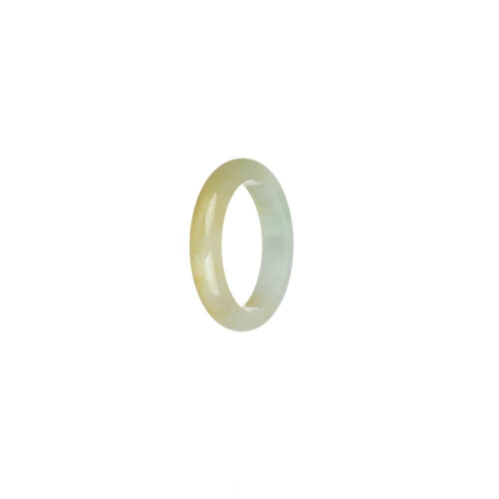 Real Yellow with White Burma Jade Ring- US 7