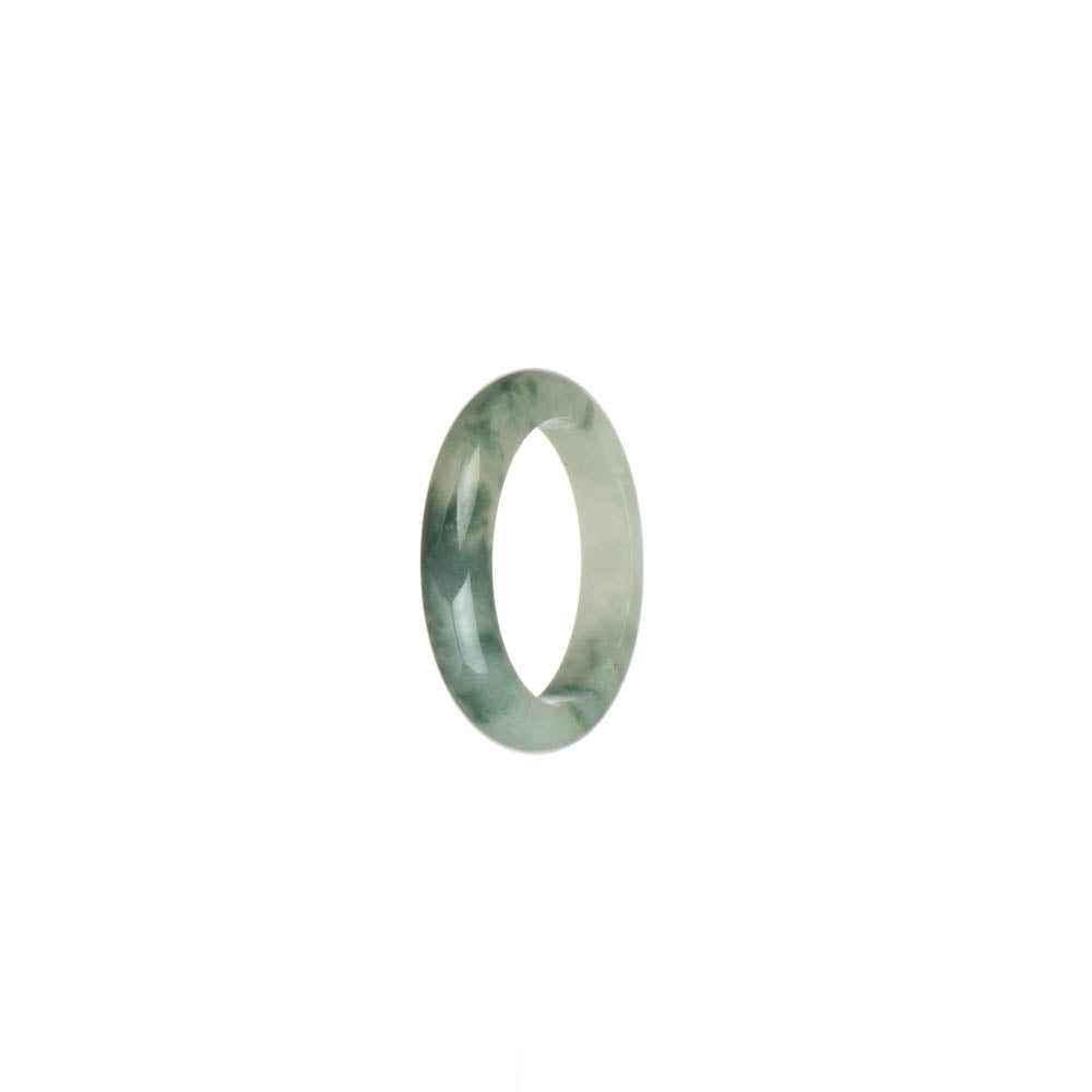 Genuine White with Green Patterns Jadeite Jade Band - US 7