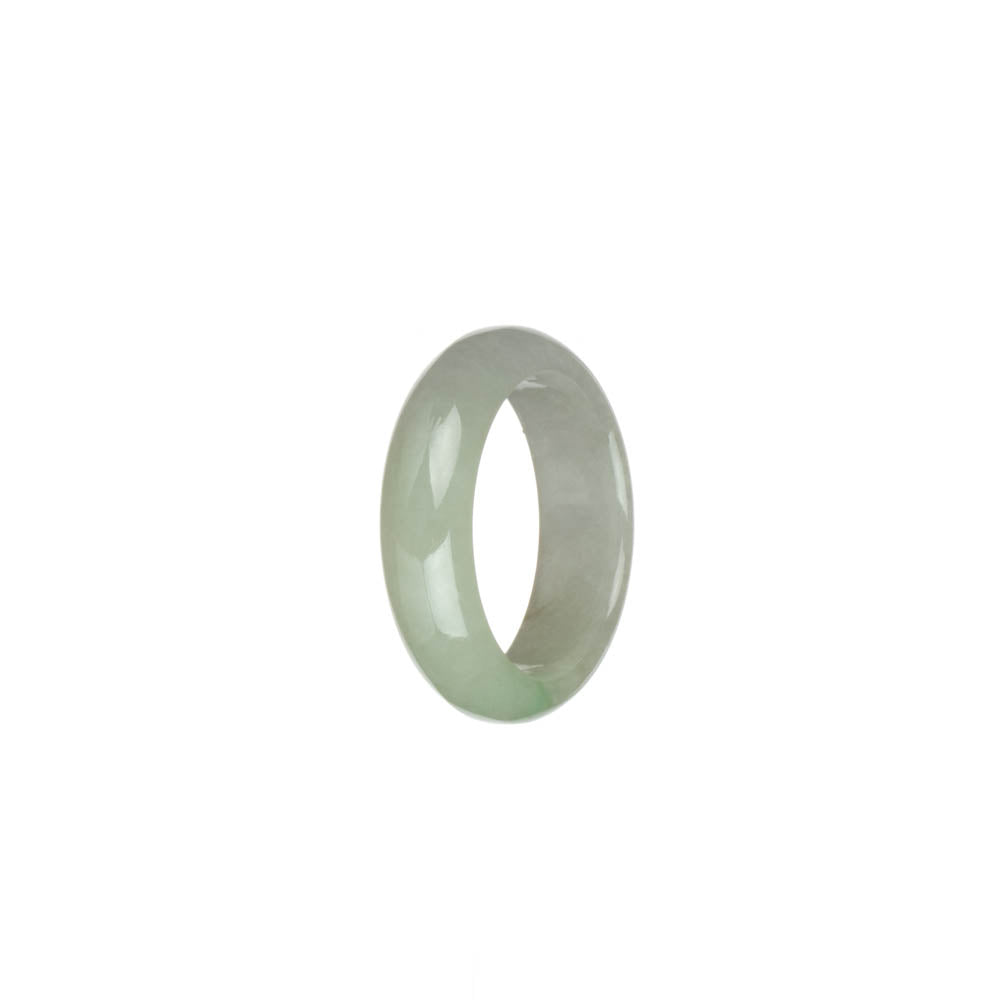 Genuine White with Pale Green with Apple Green Spot Burma Jade Ring - US 9.5