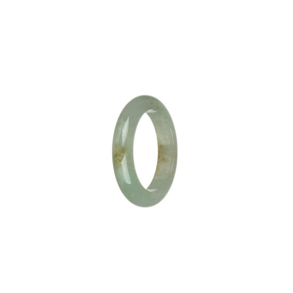 Certified Pale Green with Brown Spots Jade Ring- US 8.5