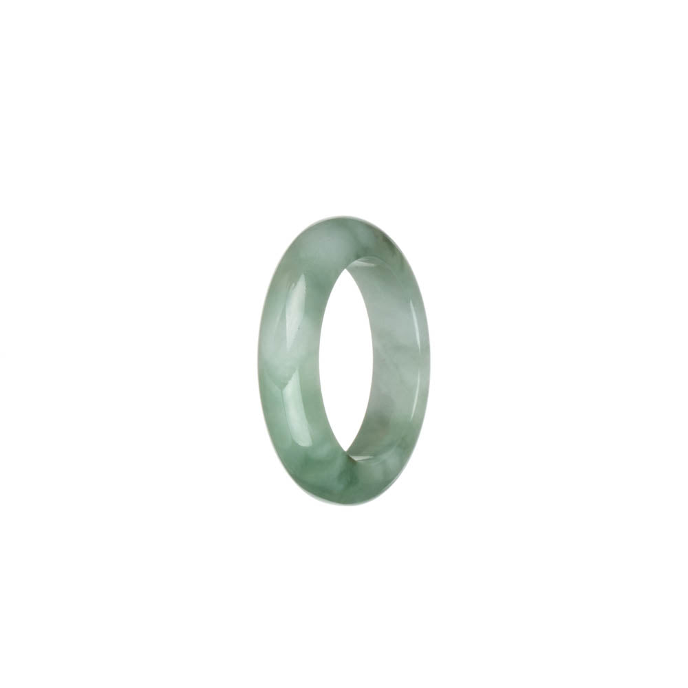 Certified White with Green Patterns Burmese Jade Band - US 9.5