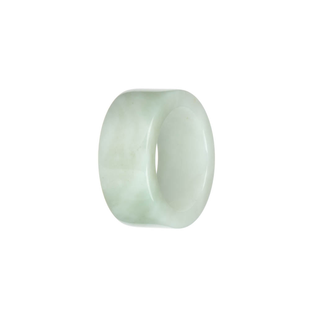 Genuine Pale Green with White Burmese Jade Ring - US 12