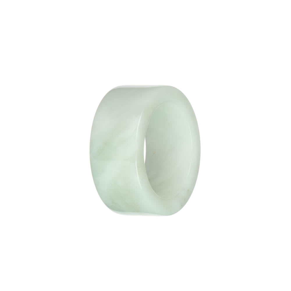 Genuine Pale Green with White Burmese Jade Ring - US 12