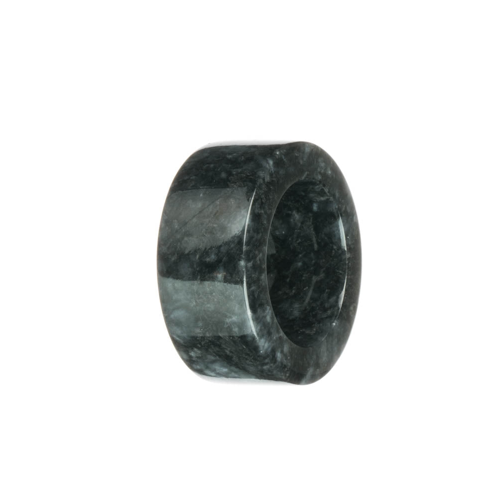 Real Black with Grey Burma Jade Band - US 11