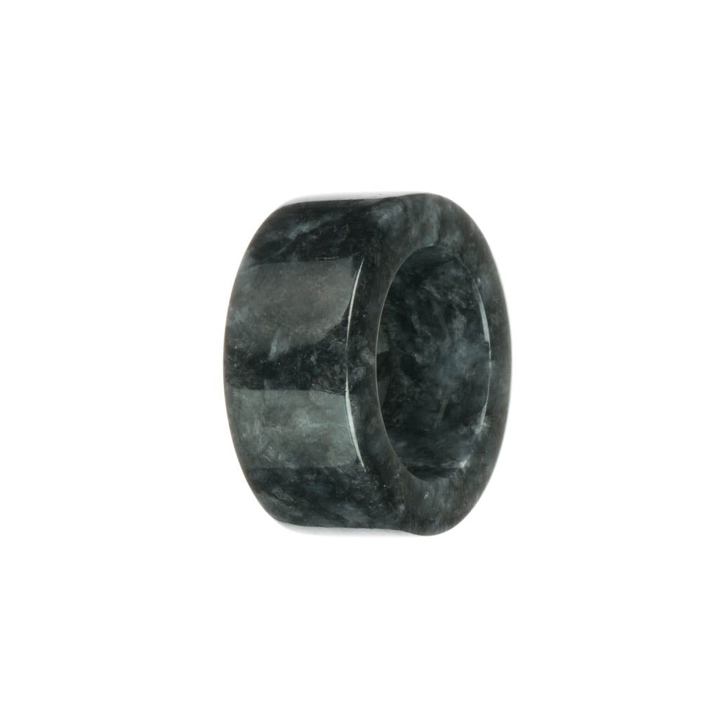 Real Black with Grey Burma Jade Band - US 11