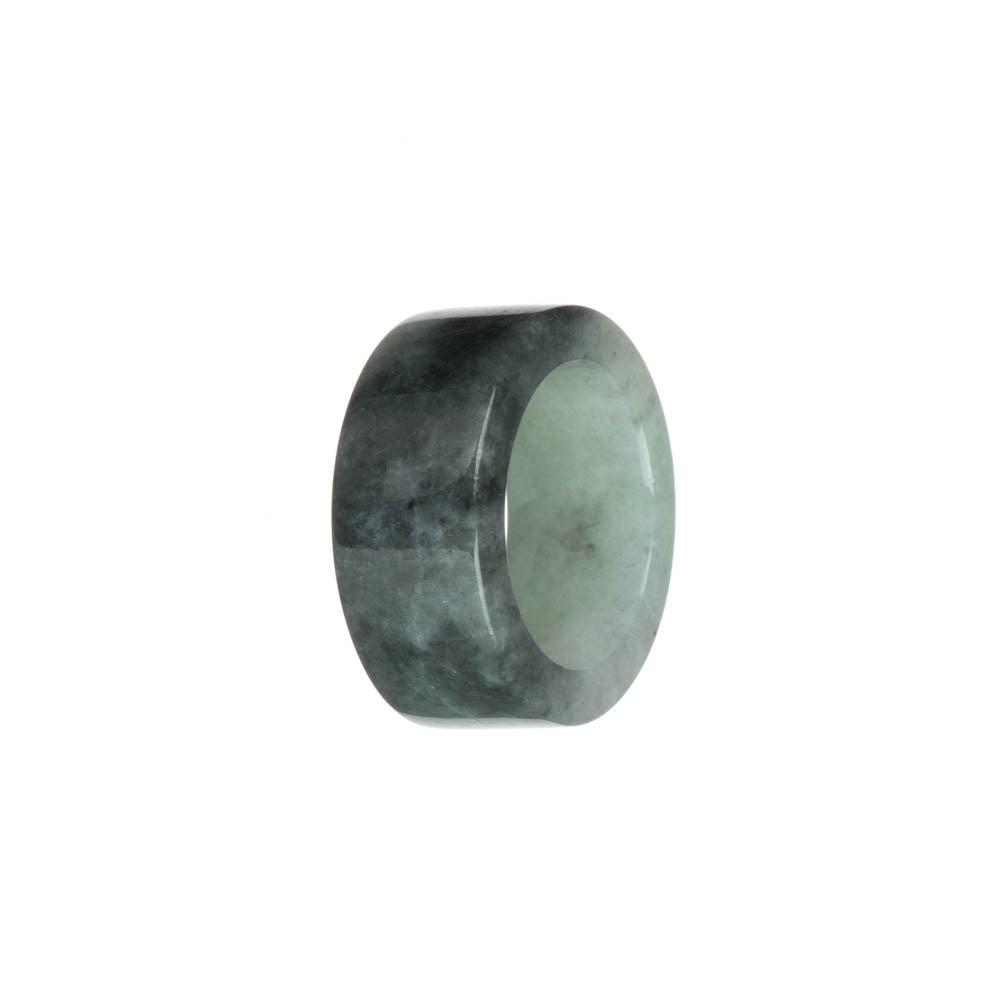 Authentic Grey with Light Green Burmese Jade Thumb Ring - US 9