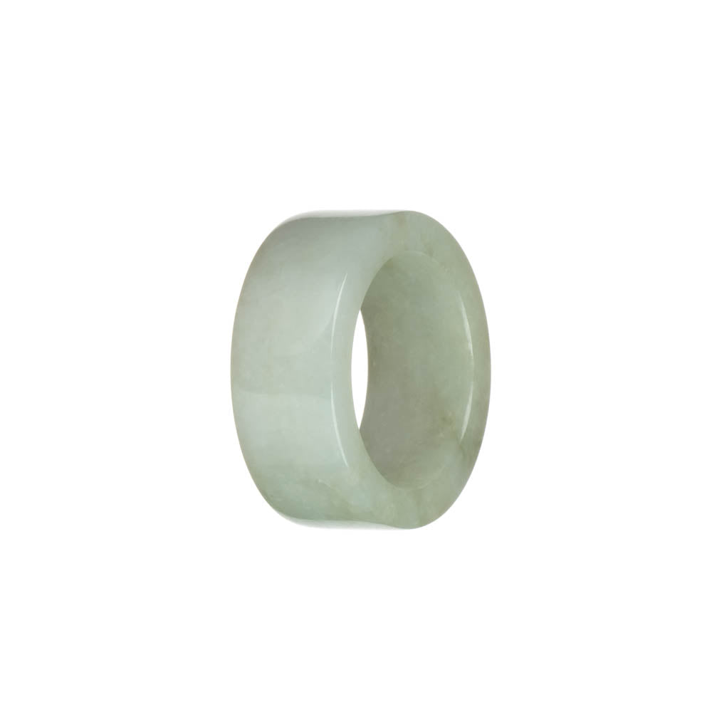 Genuine White with Pale Green Burmese Jade Ring- US 12