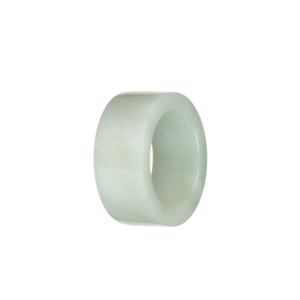 Genuine Pale Green with White Burma Jade Ring - US 12