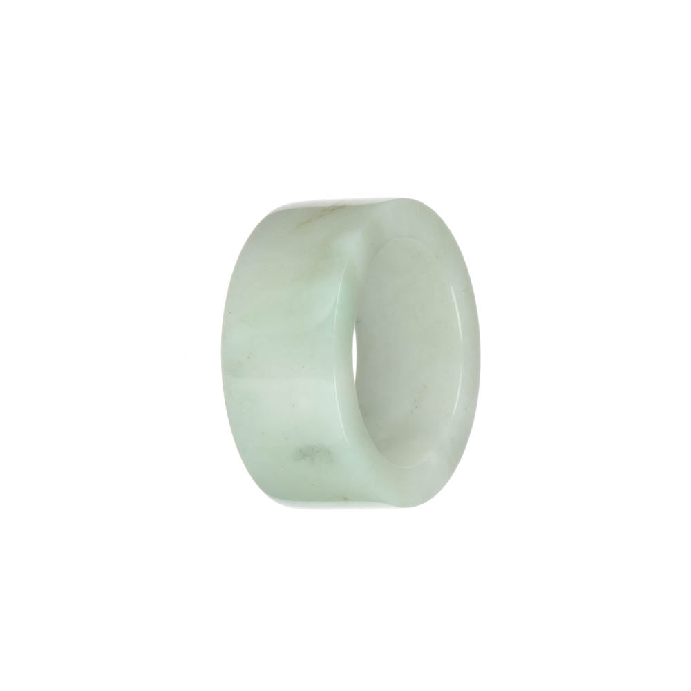 Genuine Pale Green with White Burma Jade Ring - US 12