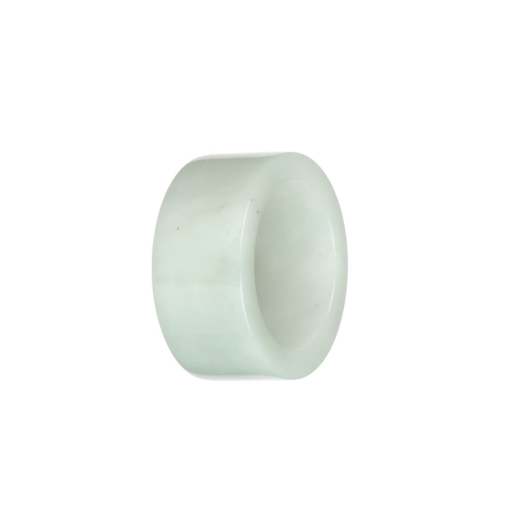 Authentic White with Pale Green Burma Jade Ring- US 12