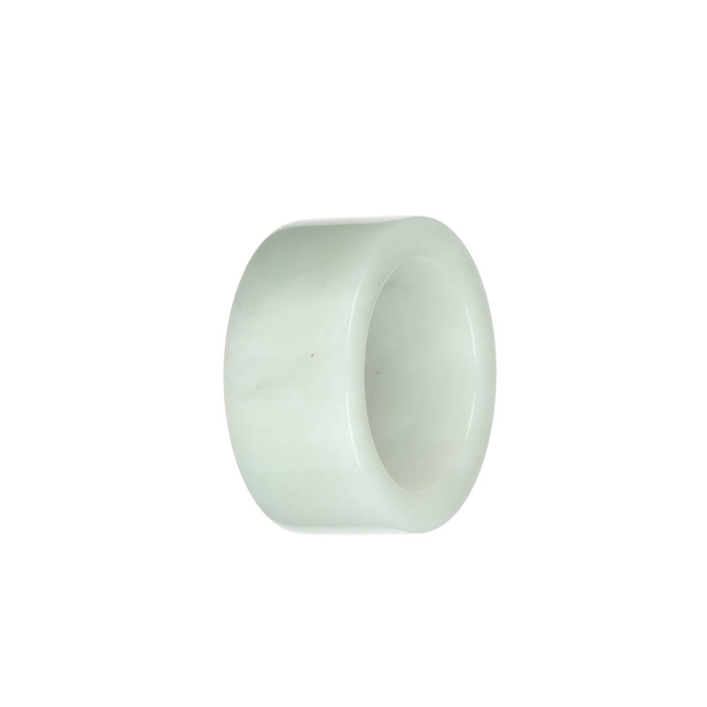 Authentic White with Pale Green Burma Jade Ring- US 12