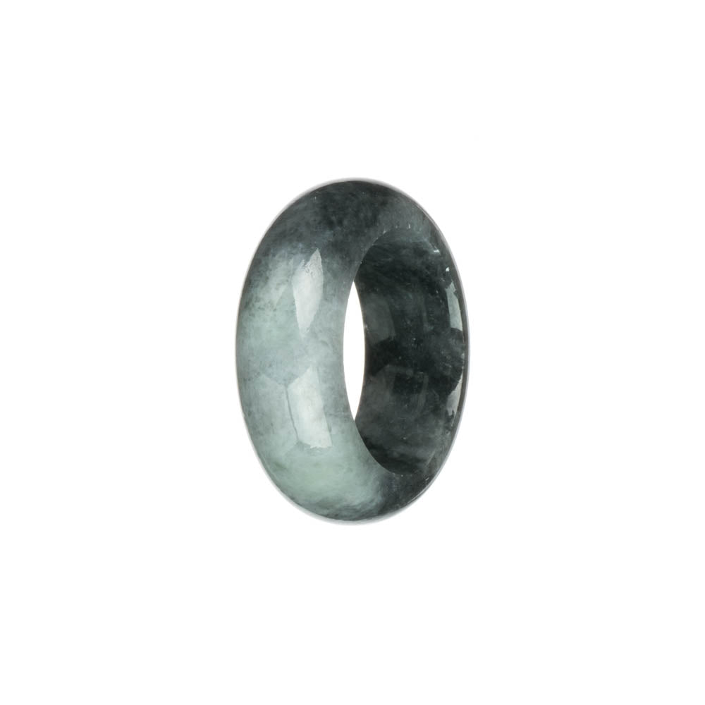 Authentic Black with Grey Jadeite Jade Band - US 11.5