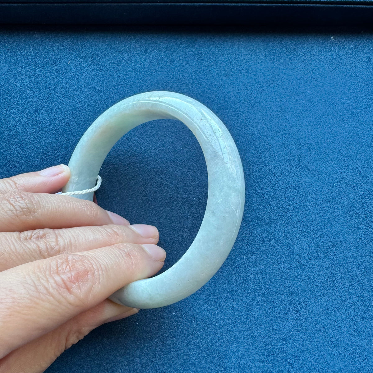 Grade A White Jadeite Jade Bangle Bracelet - 58mm Half Moon