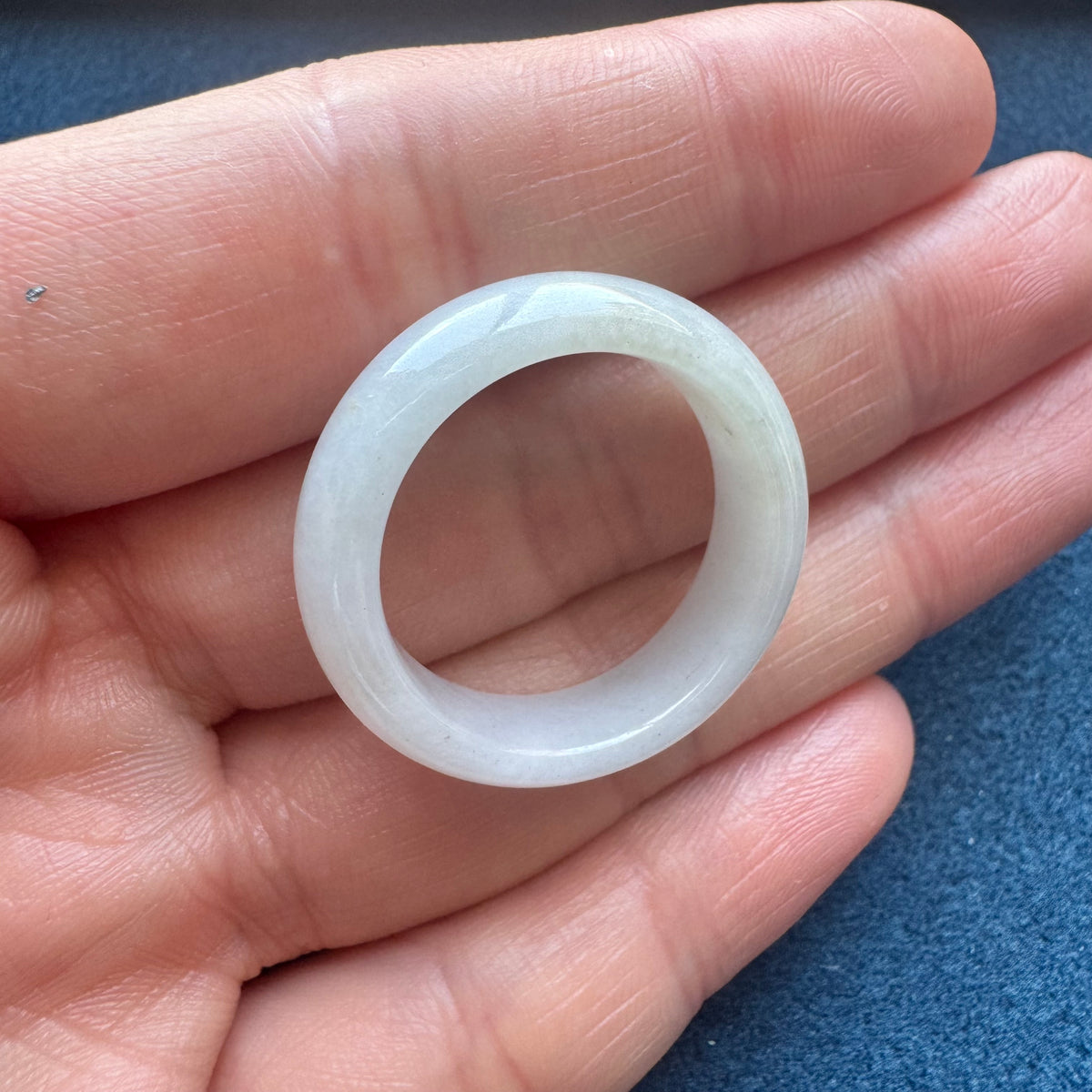 Real White Jade Ring - US 9.5