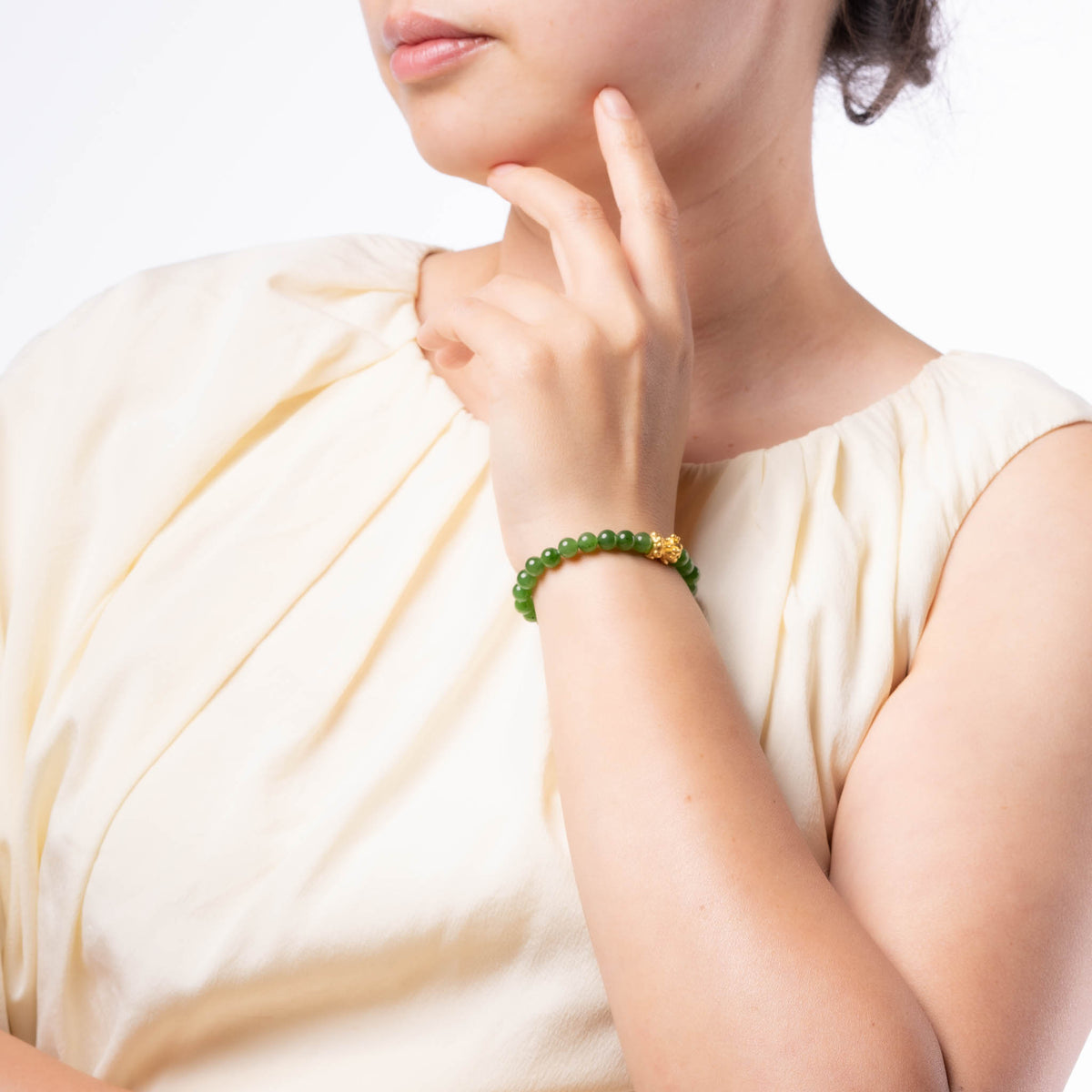 Emerald Baby Pixiu Bracelet with Green Nephrite Jade